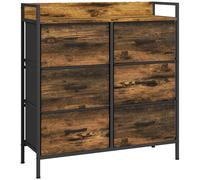 HOMCOM Cómoda con 6 Cajones Plegables Cajonera de Tela con Estructura de Acero Estilo Industrial 79x29x85 cm Marrón Rústico Aosom España