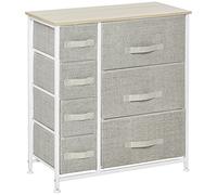 HOMCOM Cómoda con 7 Cajones de Tela, Cajonera para Dormitorio, Gris