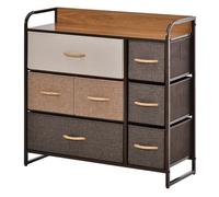 Homcom cómoda con 7 cajones de tela plegables, cómoda para dormitorio estrecha con marco metálico, cajonera para espacios pequeños, sala de estar, vestidor, baño, multicolor 80 cm
