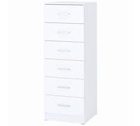HOMCOM Cómoda de 6 Cajones Cajonera Alta para Dormitorio con Antivuelco 40x40x110 cm Blanco Aosom España