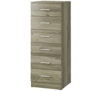 HOMCOM Cómoda de 6 Cajones Cajonera Alta para Dormitorio con Antivuelco 40x40x110 cm Gris Claro Aosom España