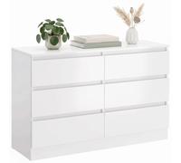 HOMCOM Cómoda de 6 Cajones, Cajonera Moderna Doble, Mueble de Almacenaje para Dormitorio y Salón, 100 x 35 x 69 cm, Blanco
