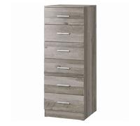 Homcom cómoda de 6 cajones, cajonera para dormitorio alta y estrecha, sinfonier para salón, vestidor, entrada, 40x40x110 cm, gris claro