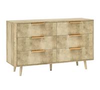 HOMCOM Cómoda de 6 Cajones con Diseño Estriado y Cajonera para Salón Pasillo 62x35x105 cm Roble