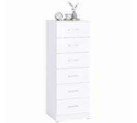 HOMCOM Cómoda de 6 Cajones Sinfonier Alta y Estrecha Blanco | Cajonera para Dormitorio, Salón, Vestidor, Entrada, 40x40x110 cm