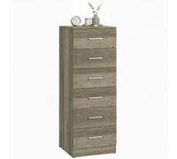 HOMCOM Cómoda de 6 Cajones Sinfonier Alta y Estrecha Gris Claro | Cajonera para Dormitorio, Salón, Vestidor, Entrada, 40x40x110 cm