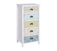 Homcom cómoda de dormitorio cajonera con 5 cajones con frontales estampados y tiradores vintage mueble cajonera para salón oficina 46x34x97,5 cm multicolor