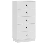 HOMCOM Cómoda de Dormitorio con 5 cajones, 47x29x95 cm, Blanco | Cómoda alta y estrecha moderna con asas redondas, para entrada, salón, cuarto infantil, pasillo, madera