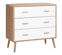 HOMCOM Cómoda de Madera 3 Cajones Dormitorio 80x39x80 cm Blanco Natural