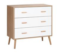 HomCom Cómoda de madera 3 cajones – patas elevadas – 80x39x80 cm – Dormitorio/Salón