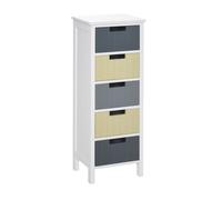 HomCom Cómoda de madera 5 cajones con patas elevadas 35x28x90,5 cm Multicolor