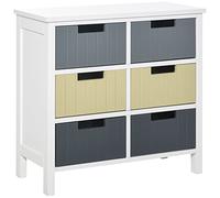 HomCom Cómoda 6 cajones de madera – Patas elevadas, 60×28×58 cm, multicolor