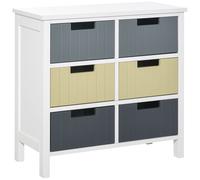 HomCom Cómoda 6 cajones de madera – Patas elevadas, 60×28×58 cm, multicolor