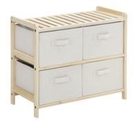 HOMCOM Cómoda de Tela Mueble de Almacenamiento con 4 Cajones Plegables Estilo Elegante para Dormitorio Oficina 59x28x50 cm Beige Aosom España