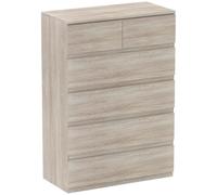 HOMCOM Cómoda Estrecha 6 cajones sin Tiradores 80x39x115cm Madera Natural | Unidad de almacenamiento, estilo moderno, cómoda para dormitorio, salón, pasillo
