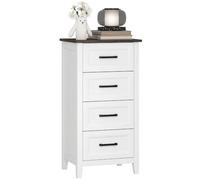 HOMCOM Cómoda Estrecha de Dormitorio 4 cajones 45x35x87cm Blanco | Cómoda alta de dormitorio con tapa efecto madera, cómoda ahorradora de espacio para salón, pasillo, entrada