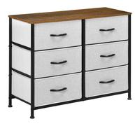 HOMCOM Cómoda Moderna Cajonera con 6 Cajones de Tela Plegable para Dormitorio Marco de Acero y Almohadillas Ajustables para Salón Recibidor 80x30x62,5 cm Gris y Marrón