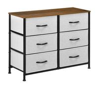 HOMCOM Cómoda Moderna Cajonera con 6 Cajones de Tela Plegable para Dormitorio Marco de Acero y Almohadillas Ajustables para Salón Recibidor 80x30x62,5 cm Gris y Marrón