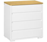 HomCom Cómoda 4 cajones sin tiradores estilo moderno 70x37x75 cm Blanco