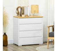 HomCom Cómoda 4 cajones sin tiradores estilo moderno 70x37x75 cm Blanco