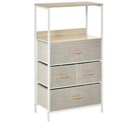 HOMCOM Cómoda Mueble de Almacenamiento cómoda 4 cajones Extraíbles 1 estante 58x29x103 cm Gris Blanco Aosom España