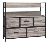 HOMCOM Cómoda Mueble de Almacenamiento estilo industrial cómoda 5 cajones en tela plegables y extraíbles y estantes - 98x29x85 cm Aosom España