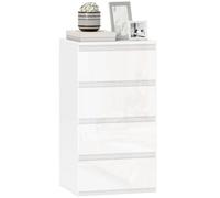 HOMCOM Cómoda para dormitorio Slim Alta con 4 cajones, cómoda para dormitorio sin asas, cajonera ahorra espacio para salón, pasillo o entrada, 40 x 35 x 74 cm, blanco brillante