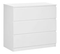 HOMCOM Cómoda unidad de almacenamiento para dormitorio con 3 cajones, estilo moderno con mecanismo de cierre suave BLANCO