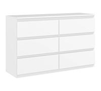 HOMCOM cómoda unidad de almacenamiento para dormitorio con 6 cajones, estilo moderno, para dormitorio, sala de estar-120x39x75 BLANCO
