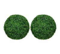 HOMCOM Conjunto de 2 Bolas de Boj Artificial, Plantas Artificiales, Planta de Interior con Protección UV, Planta Decorativa, para Interior, Exterior, Verde