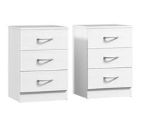 HOMCOM Conjunto de 2 Mesitas de Noche con 3 Cajones 40x35x58 cm Blanco