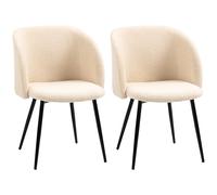 HOMCOM Conjunto de 2 sillas de comedor con respaldo en tela con efecto lana rizada patas de acero 55x62x80 cm Beige Negro Aosom España