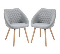 HOMCOM Conjunto de 2 Sillas de Comedor Diseño escandinavo Patas de madera de haya inclinadas Asiento respaldo reposabrazos ergonómicos Aosom España