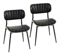 HOMCOM Conjunto de 2 Sillas de Comedor Sillas de Cocina sin Reposabrazos Respaldo Curvado y Asiento Acolchado en PU Negro Aosom España