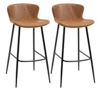 Homcom conjunto de 2 taburetes altos de cocina sillas altas de cocina con respaldo tapizado en pu carga 120 kg para bar salón comedor marrón 49 cm