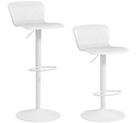 HOMCOM Conjunto de 2 Taburetes Altos de Cocina Giratorios con Respaldo y Altura Ajustable Carga 120 kg para Bar Salón Blanco