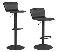 HOMCOM Conjunto de 2 Taburetes Altos de Cocina Giratorios con Respaldo y Altura Ajustable Carga 120 kg para Bar Salón Negro
