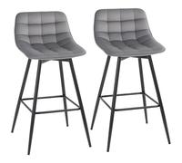 HOMCOM Conjunto de 2 Taburetes Altos de Cocina Sillas Altas de Cocina con Respaldo y Reposapiés Carga 120 kg para Bar Salón Comedor Gris