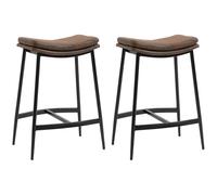 HOMCOM Conjunto de 2 Taburetes Altos de Cocina Sillas Altas de Cocina sin Respaldo con Estructura de Acero Estilo Industrial Carga 120 kg para Bar Salón Comedor Marrón