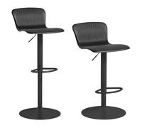 Conjunto de 2 Taburetes Altos de Cocina Sillas Altas de Cocina Giratorias con Respaldo y Altura Ajustable Carga 120 kg para Bar Negro