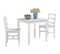 HOMCOM Conjunto de 3 grupos de comedor, mesa de comedor con 2 sillas, grupo de comedor para 2 personas, juego de mesa de cocina, grupo de mesa para salón, cocina madera de pino White