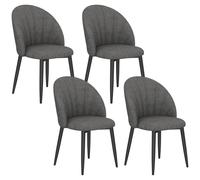HOMCOM Conjunto de 4 Sillas de Comedor, Sillas de Cocina con Aspecto de Terciopelo, Patas de Acero, sin brazos, Gris