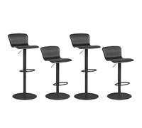 Homcom conjunto de 4 taburetes altos de cocina sillas altas giratorias con respaldo y altura ajustable carga 120 kg para bar salón comedor negro