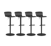 HOMCOM Conjunto de 4 Taburetes Altos de Cocina con Respaldo Negro | Sillas Altas Giratorias, Altura Ajustable, para Bar Salón Comedor, Carga 120 kg