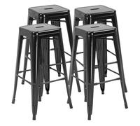 HomCom Taburetes de bar Conjunto de 4 – Estilo industrial, apilables, reposapiés 43x43x76 cm