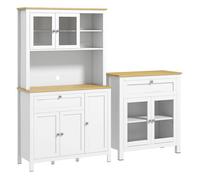 HOMCOM Conjunto de Cocina Juego de 1 Alacena de Cocina y 1 Aparador de Cocina con Cajón y Estante Ajustable Estilo Moderno para Salón Comedor 100x40x180 cm 80x40x90 cm Blanco