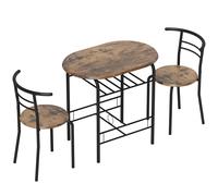HOMCOM Conjunto de Comedor 3 Piezas Mesa de Cocina y Sillas para 2 Personas con Estante Salón Marrón Rústico Efecto Madera Aosom España