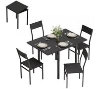 HOMCOM Conjunto de Comedor 5 Piezas para 2-4 Personas, Mesa de Cocina Extensible de 47,2" con 4 sillas apilables, Ahorro de Espacio, Negro