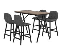 HOMCOM Conjunto de Mesa Alta de 5 Piezas Mesa y 4 Sillas Tapizado de Botones Acolchado Grueso Tela de Lino Gris Oscuro Aosom España