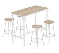 HOMCOM Conjunto de Mesa Alta de 5 Piezas para 4 Personas Estilo Industrial con Taburetes para Cocina y Comedor Roble Aosom España